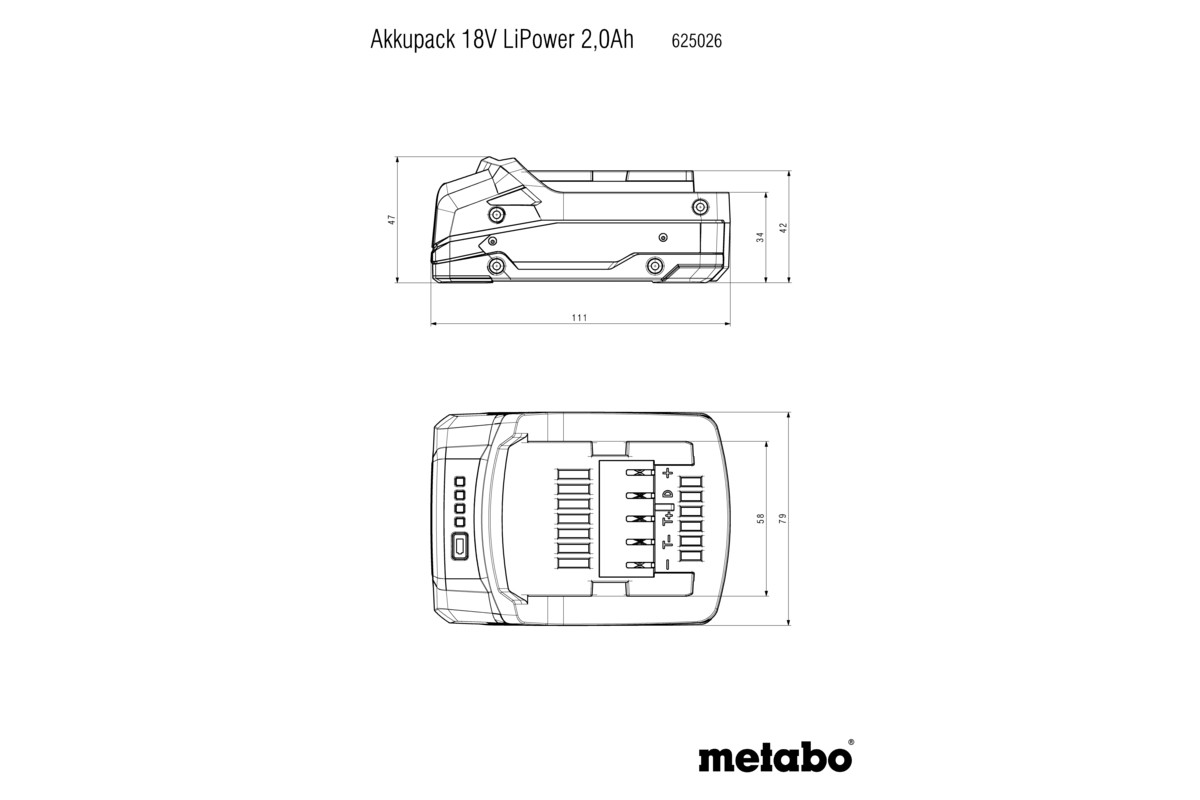 Metabo LiPOWER Akkupack 18 V - 2,0 Ah