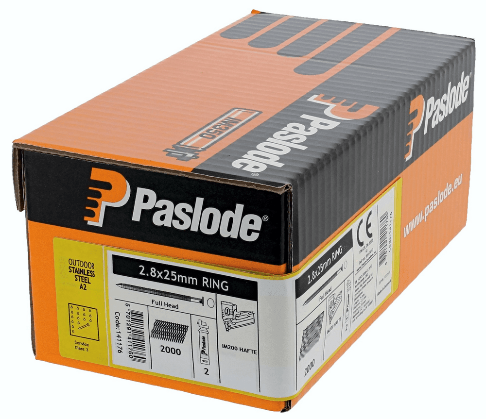 nagel-paul-de-Paslode-02 Haften Streifennägel Impuls Pack 2,8 x 25 mm gerillt V2A + 2 x Gas