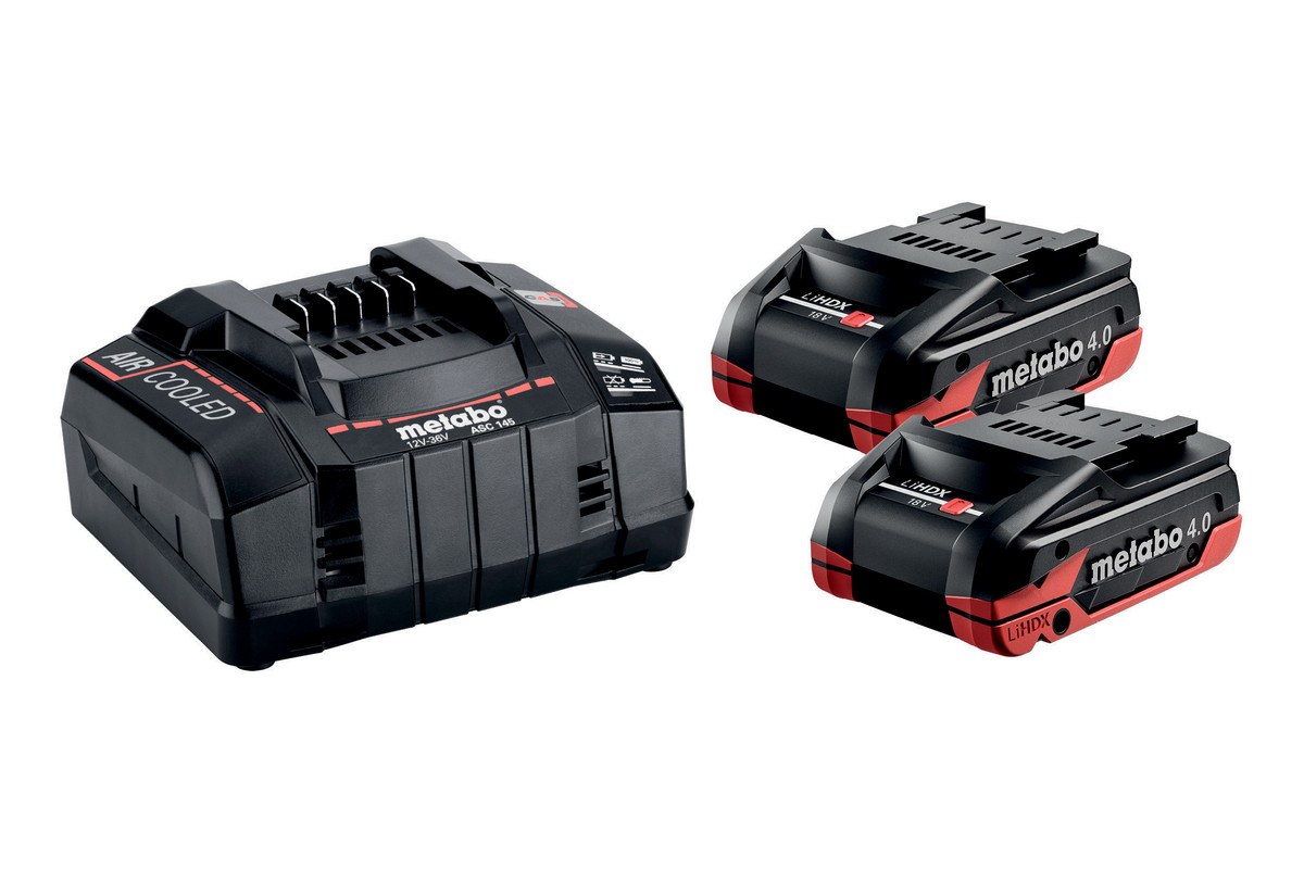 Metabo Basis-Set 2 x LiHDX 4.0 Ah + ASC 145