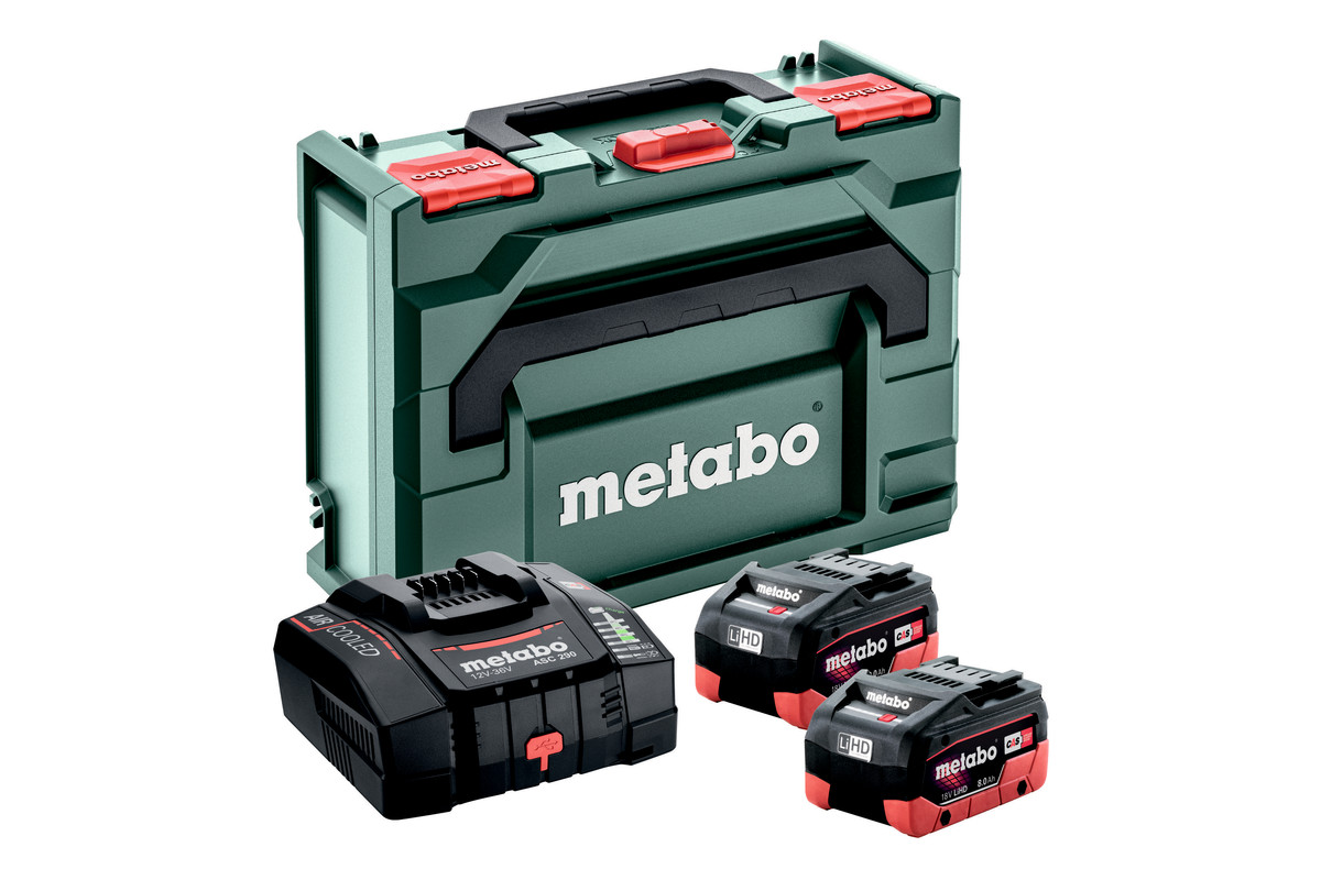 Metabo Basis-Set 2 x LiHD 8.0 Ah + ASC 290 + metaBOX 145