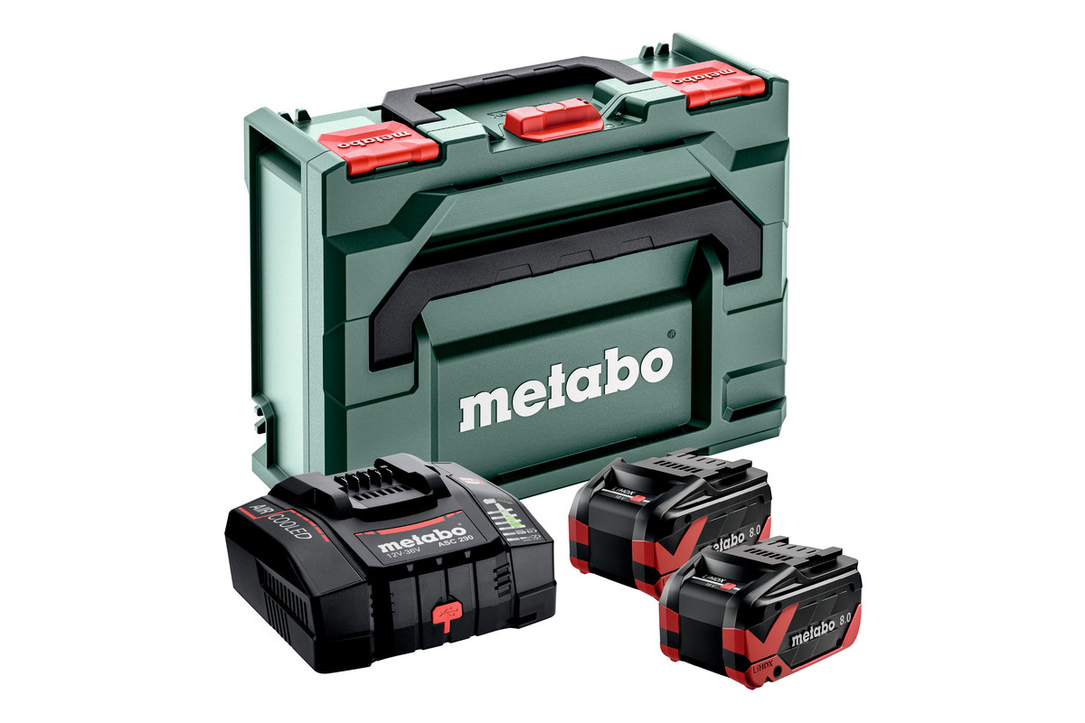 Metabo Basis-Set 2 x LiHDX 8.0 Ah + ASC 290 + metaBOX 145