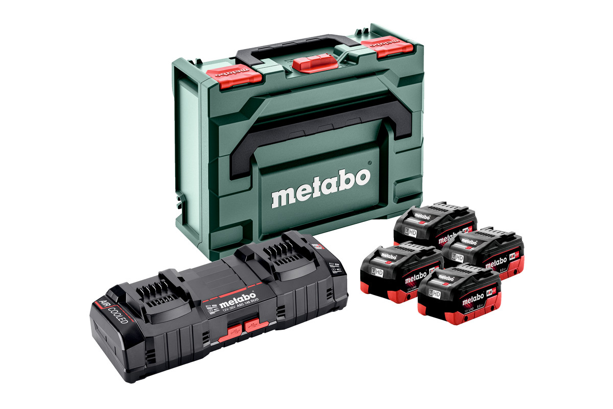 Metabo Basis Set 4 x LiHD 8.0 Ah + ASC 145 Duo + metaBOX 145